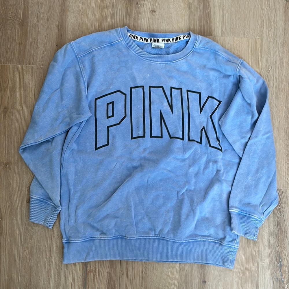 PINK Sweatshirt Faded Blue Wash/XS